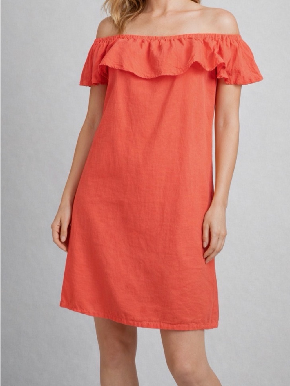 Tommy Bahama St. Lucia Ruffle Linen Cover-Up Dress Womens Small Petite Coastal